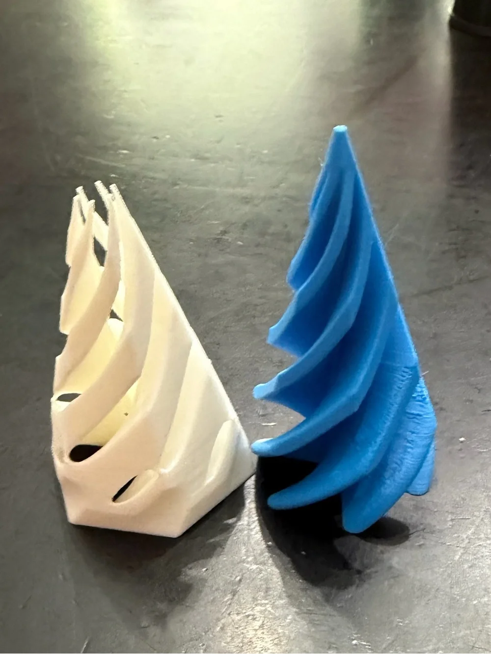 3D Printed Spiral Fidget Cone | Sensory Desk Toy | Stress Relief | Blue & White